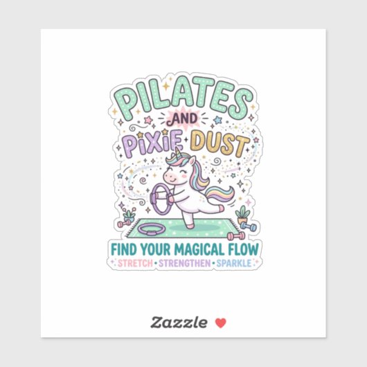 Sticker Pilates de licorne et poussière de pixie typograph (Feuille)