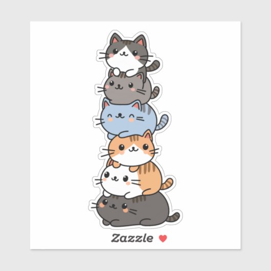 Sticker Pile De Chats (Feuille)