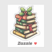 Sticker Pile de livres de Noël pour les lecteurs (Feuille)