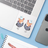 Sticker Pile de poulets (Ordinateur portable avec iPhone)