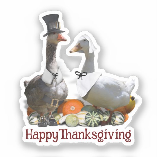 Sticker Pilgrim Goose Duck Thanksgiving  (Recto)