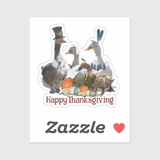 Sticker Pilgrim Goose Ducks Thanksgiving (Feuille)