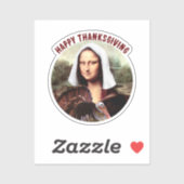 Sticker Pilgrim Mona Lisa Thanksgiving  (Feuille)