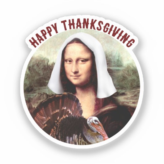 Sticker Pilgrim Mona Lisa Thanksgiving  (Recto)