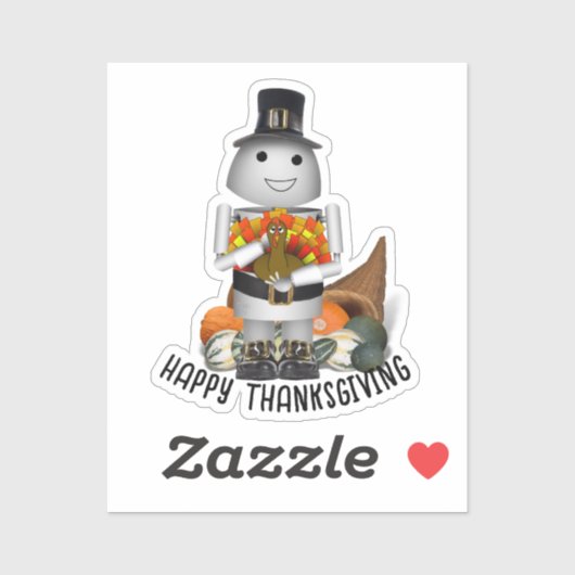Sticker Pilgrim Robot et Turquie Thanksgiving (Feuille)