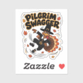 Sticker Pilgrim Swagger Dindon de Thanksgiving Dab Dabbing (Feuille)