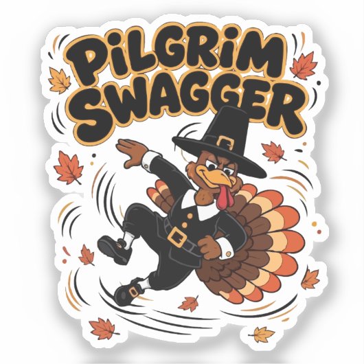Sticker Pilgrim Swagger Dindon de Thanksgiving Dab Dabbing (Recto)
