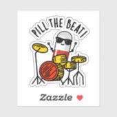 Sticker Pill The Beat Funny Médecine Musique Pun (Feuille)
