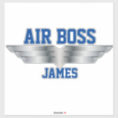 Sticker Pilote en chef Air Boss Argent Pilote Ailes (Feuille)