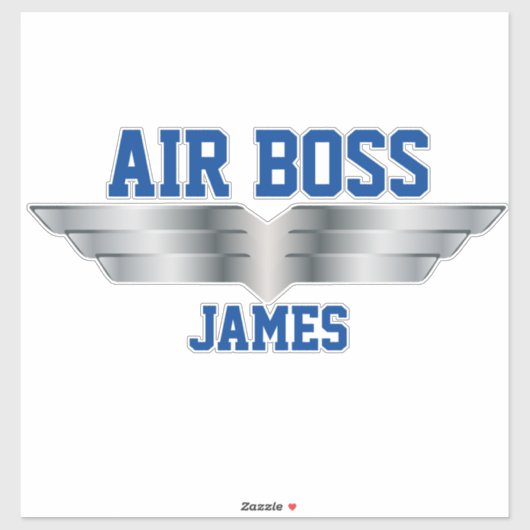 Sticker Pilote en chef Air Boss Argent Pilote Ailes (Feuille)