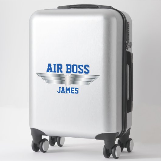 Sticker Pilote en chef Air Boss Argent Pilote Ailes (Sur valise)