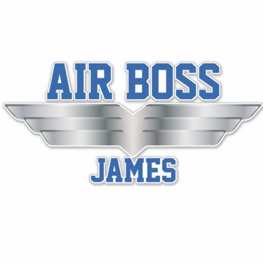 Sticker Pilote en chef Air Boss Argent Pilote Ailes (Devant)