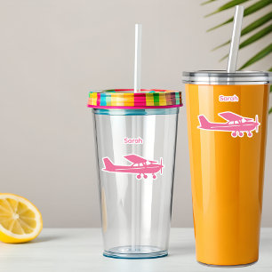 Sticker Pilote Pink Cessna Avion Nom Personnalisé Fille