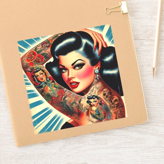 Sticker Pinceau tatoué vintage (Carnet)