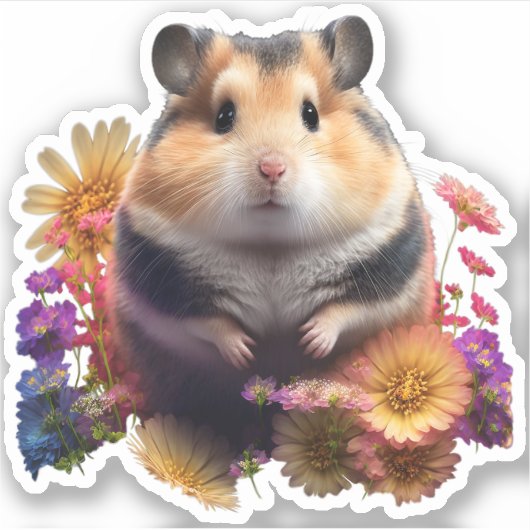 Sticker Pinces pétales - Baguette à hamster floral mignonn (Devant)