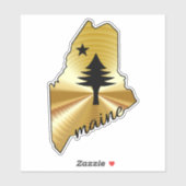 Sticker Pine et étoile 1901 drapeau de l'état du Maine (Feuille)