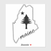Sticker Pine et étoile 1901 drapeau de l'état du Maine (Feuille)
