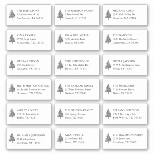 Sticker Pine Tree 18 Mariage Nom du bénéficiaire Adresse : (Devant)