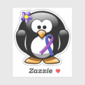 Sticker Pingouin à ruban bleu et violet (Feuille)