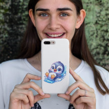 Pingouin adorable glissant sur la glace