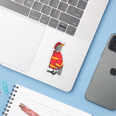 Sticker Pingouin as Firefighter with Helmet (Ordinateur portable avec iPhone)