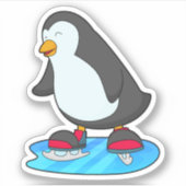 Sticker Pingouin at Ice skating with Ice skates (Devant)