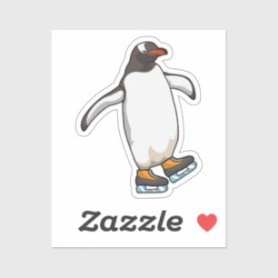 Sticker Pingouin at Ice skating with Ice skates