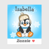 Sticker Pingouin attrapé à la main avec boules de neige (Feuille)