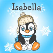 Sticker Pingouin attrapé à la main avec boules de neige (Devant)