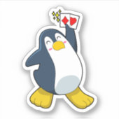 Sticker Pingouin au Poker avec cartes de Poker (Devant)