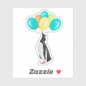 Sticker Pingouin Avec Ballons Colorés (Feuille)