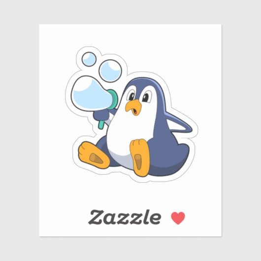 Sticker Pingouin avec bulles de savon.PNG (Feuille)