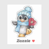 Sticker Pingouin avec coeur (Feuille)