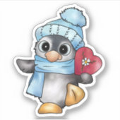 Sticker Pingouin avec coeur (Devant)