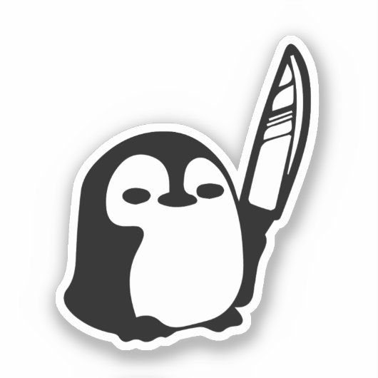 Sticker Pingouin avec couteau (Recto)