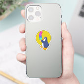 Sticker Pingouin avec crème glacée (Téléphone)
