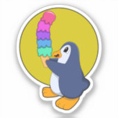 Sticker Pingouin avec crème glacée (Recto)