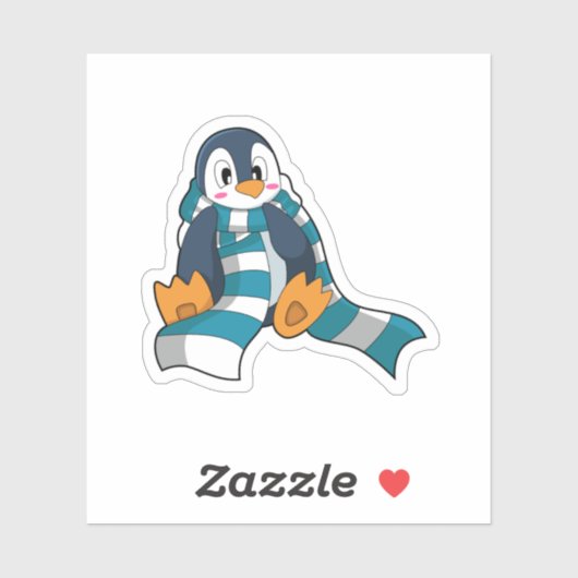 Sticker Pingouin avec Écharpe (Feuille)