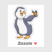 Sticker Pingouin avec papillon (Feuille)