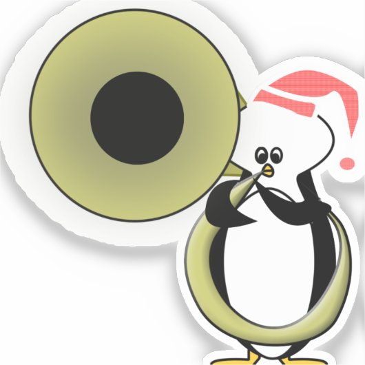 Sticker Pingouin bébé avec Tuba (Recto)