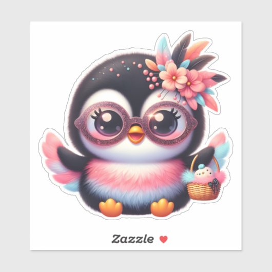 Sticker Pingouin coloré (Feuille)