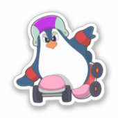 Sticker Pingouin comme Patineur Inline avec Patins Inline (Recto)