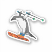 Sticker Pingouin comme Saut à ski avec Ski (Recto)