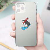 Sticker Pingouin comme skieur avec ski (Téléphone)