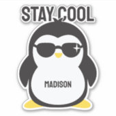 Sticker Pingouin cool de nom personnalisé (Devant)