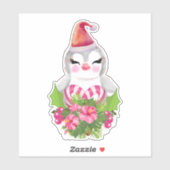 Sticker Pingouin de Noël mignon à Santa Hat (Feuille)