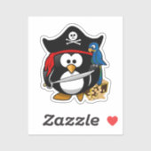 Sticker Pingouin de pirate mignon avec perroquet (Feuille)