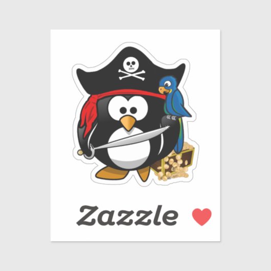 Sticker Pingouin de pirate mignon avec perroquet (Feuille)