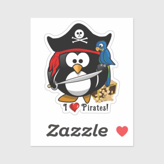 Sticker Pingouin de pirate mignon avec perroquet (Feuille)