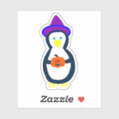 Sticker Pingouin d'Halloween mignon (Feuille)